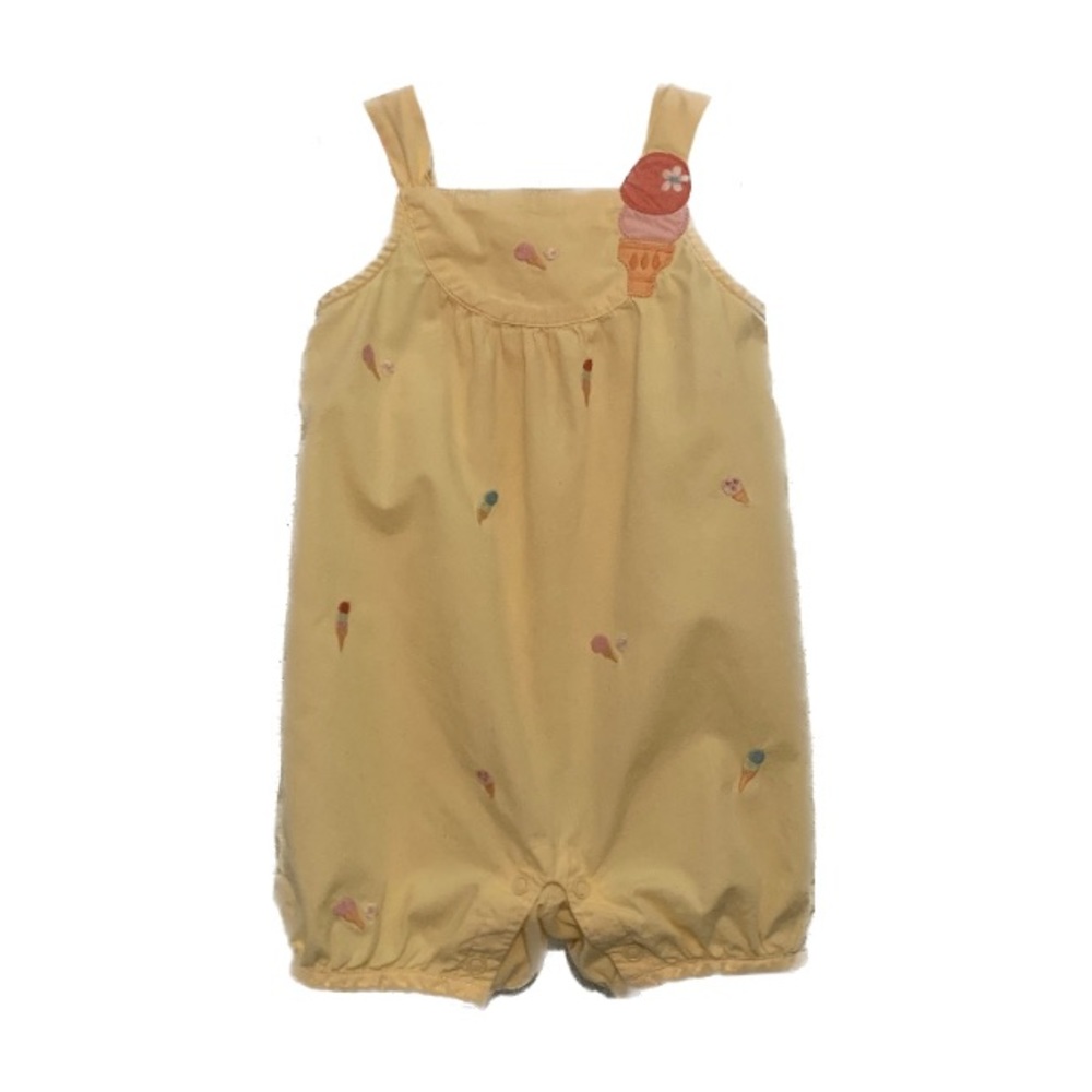 Yellow Baby Romper With Embroidered Ice Cream Cones By Gymboree, 6-12m